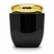 Black glass Bukhoor container with a golden lid