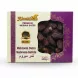 Box of Alnakhhlah Premium Mabroom Dates with purple and cream packaging showing dates through window