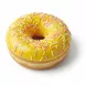 Bavelli banana flavour donut with yellow icing and sprinkles