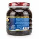 Back label of Öncü black olives jar with storage and product details