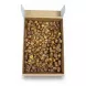 Open box showing natural golden brown Sukkari dates