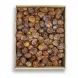 Box of plump, moist deluxe dates packed closely together