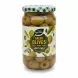 Jar of Greenfields whole green olives with green checkered lid