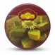 Tin container of pistachio topped Soohan Halva sweets