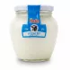 Glass jar of Melis cow milk yoghurt with blue and white label