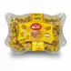 Clear plastic box of yellow-wrapped Aidin Butter Cream Filled Toffees