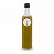 Glass bottle of Jaffa Food olive oil with label and black cap