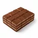 Multiple chocolate layer cake slices dusted with cocoa powder