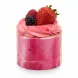 Single halalo mixed berry cream roll topped with fresh strawberries, raspberries, and blackberries