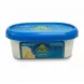 Blue and white tub container of Halwani Bros Plain Halawa on desk