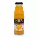 Glass bottle of The Hub Mango Nectar showing front label with mango image