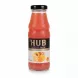 Glass bottle of HUB Cocktail Nectar with fruit images on label