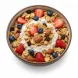 Bowl of Alpen Muesli served with berries and milk
