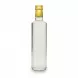 Side view of clear glass bottle showing cinnamon distilled water