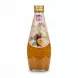 Glass bottle of Mr. Basil Passion Basil Seed Drink with golden cap