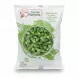 Front side of Montana Frozen Okra Extra bag showing green okra pieces