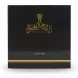 Black box with gold Arabic logo and Taj Al Oud branding