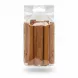 close-up of cinnamon sticks inside transparent pack