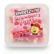 Sweetzone Strawberry Puffs in plastic container with pink label