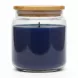 Wax Lyrical Moody Skies fragranced candle with visible blue wax inside clear glass jar