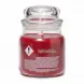Back of Yankee Candle jar with hazard warning and ingredient text
