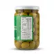Enhanced Back view of ingredients and nutrition on Sahha Colossal Green Olives jar