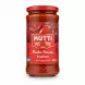 Jar of Mutti Arrabbiata pasta sauce with red lid and red label