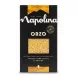 Box of Napolina Orzo pasta showing the unique small rice-shaped pasta.