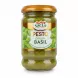 Jar of Sacla Classic Basil Pesto held by hand showing front label