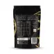 Enhanced Back of Tamrah dark chocolate date almond snack pack displaying nutrition facts, ingredients, and halal certification