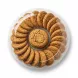 Enhanced A clear plastic tray of golden brown milk chocolate cookies in a circular arrangement with ingredient label and price sticker