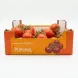 Enhanced Side view of BelOrta Princess vine tomatoes box in front of grocery shelves