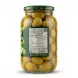 Enhanced Back view of Alsaadah Jumbo Green Olive jar showing nutrition facts