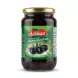 Enhanced Front of Alsaadah Salqini Black Olives jar with green label