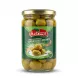 Enhanced Front view of a jar of Al Saadah Green Olives Nabali