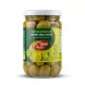 Enhanced Front view of Teeba Colossal Green Olive jar with label
