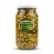 Enhanced Front of Al Dayaa Fields Green Olives with Thyme jar showing label and olives