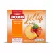 Enhanced Front of DOMO Peach Flavour Jelly Dessert 85g box held in store aisle