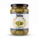 Enhanced Jar of Attis Whole Green Olives in brine front label