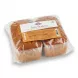 [An isolated product shot of a twin pack of KCB Madeira loaves in clear plastic packaging, featuring a white and orange label with Halal certification. The soft, golden-brown cakes are baked in white fluted paper cases and presented with soft, symmetrical shadows on a white background.]