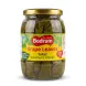 A professional e-commerce product photograph of a large glass jar of Bodrum brand 'Grape Leaves Tokat Salamura Yaprak', with a distinctive gold lid and detailed product label, isolated on a clean white background. PRODUCT TITLE: Bodrum Grape Leaves Tokat PRODUCT: Bodrum Grape Leaves Jar (Tokat Salamura Yaprak)