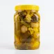 Enhanced Back view of Al Shifa Mixed Pickles jar displaying pickled vegetables through the plastic container
