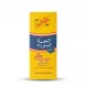 A professional studio photo of a bright yellow cardboard box for El Captain Black Seed Oil Cold Pressed Raw. The box is centered on a clean white background, showing extensive Arabic text, brand logos, and texture, all in sharp focus.
