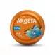 Enhanced Argeta Tuna Paté tin held in hand, orange packaging, store background