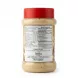A professional, clear close-up photograph of the back of a plastic jar containing Leeza Foods Ginger & Garlic Paste. The red lid is at the top, and the jar fills 85% of the frame. The central label is perfectly clean, displaying the detailed nutritional facts table in English, French, and Arabic, storage instructions, and contact details for Leeza Foods. The product rests on a clean white surface with professional lighting and soft, equal shadows.