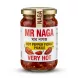 Enhanced Front label of Mr Naga Hot Pepper Pickle Very Hot jar held in hand