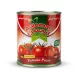 An authentic front view of an 800g tin of Anjoman Pasteurized Tomato Paste with its detailed red, green, and white label. The label features the Anjoman brand name in English and Arabic, a vibrant graphic of fresh tomatoes, and the text "Tomato Paste Pasteurized". It is presented on a clean white background with professional lighting and soft, even shadows.