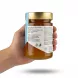 Enhanced Minos Greek honey jar showing ingredients and side label