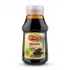 A 410g glass bottle of Al Hussam 100% Natural Molasses (Dibs) with a white plastic cap, featuring a detailed label showing a spoon of molasses over a bowl and date palm illustrations, presented on a plain white studio background with a soft, symmetrical shadow. PRODUCT TITLE: Al Hussam 100% Natural Molasses PRODUCT: Front view of Al Hussam Molasses bottle with clear label PREFERENCES: - Aspect ratio: 1:1