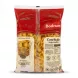 A 1:1 professional e-commerce product photograph of the back of a 500g package of Bodrum Conchiglie Midye Pasta, showing the dry conchiglie (shell) pasta through the clear windows. All nutritional information, ingredients, cooking instructions, and the Bodrum brand logo are visible and sharp against a clean white background.